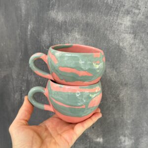 Cană 300ml Roz-Turquoise